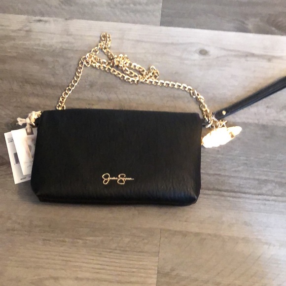 Jessica Simpson Penelope Faux Leather Clutch Color Meteorite + Gold Chain NWT - Picture 6 of 12